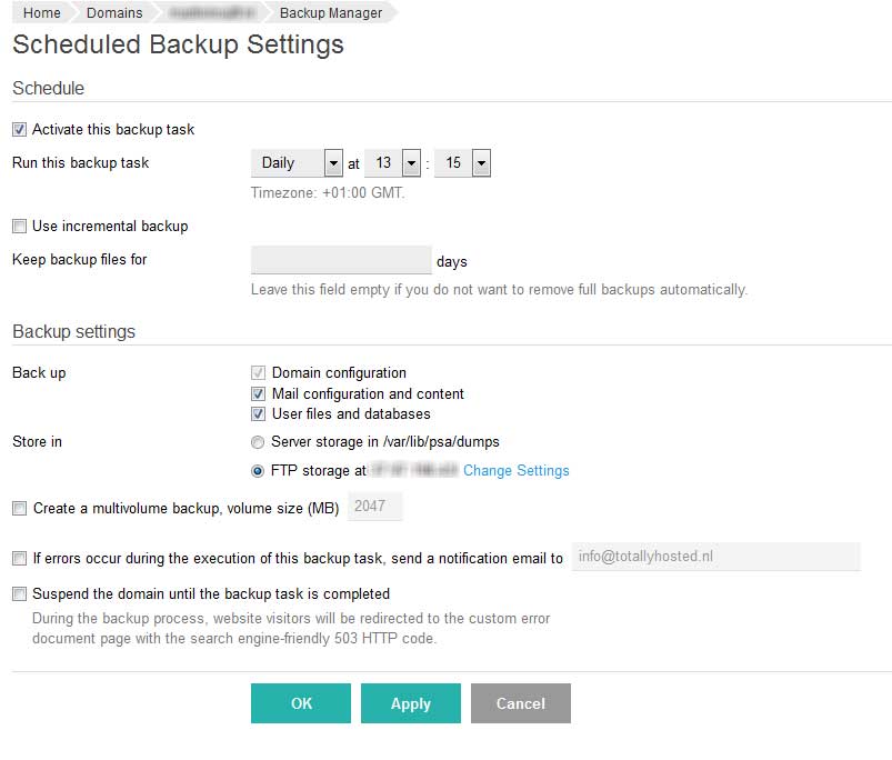 Plesk backup